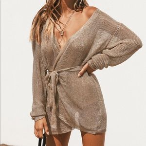 gold shimmer Lioness wrap dress